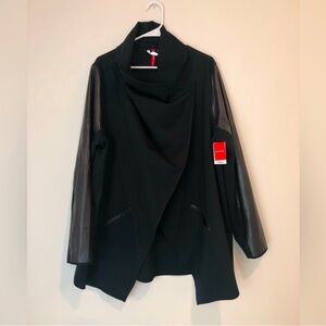 NWT spanx faux leather drape front jacket